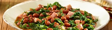 Braised Kale with Pink Beans and Ham