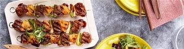 BBQ Beef, Scallion And Pineapple Kebabs